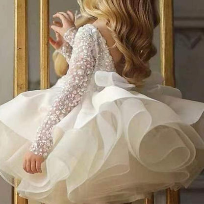 Flower Kids Sequin Dress Long Girls' Girl Party