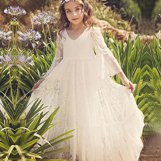 Lace Formal Dress Flower Kid's Girls' Girl