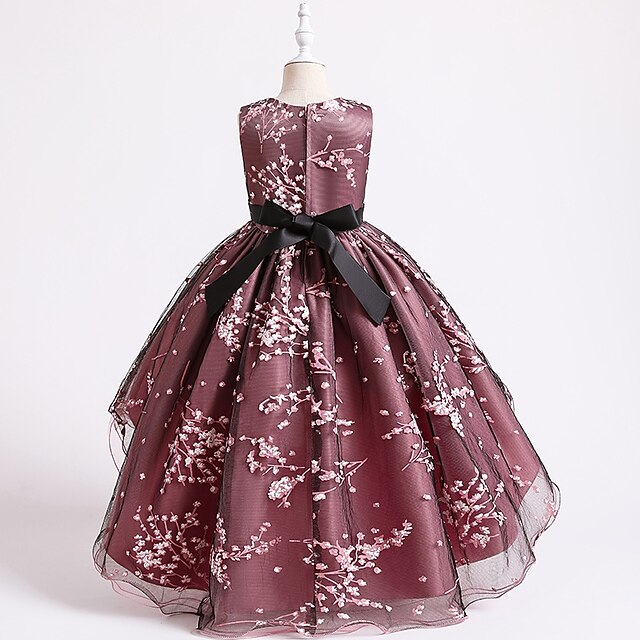 Dress Kids Sleeveless Solid Colored Floral Girls' Wedding