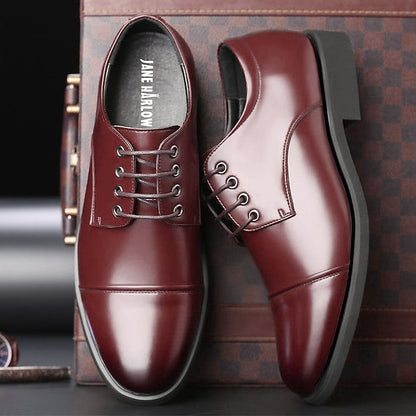 Leather Patent Shoes Men's Lace-Up with Black Oxford