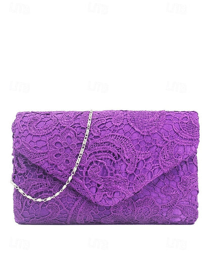 Women's Chain Clutch Evening Strap Bag with Lace