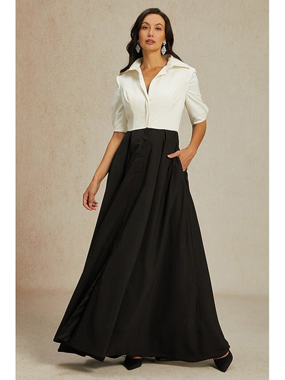 Dress the Elegant A-Line Party Mother Bride of Shirt Collar