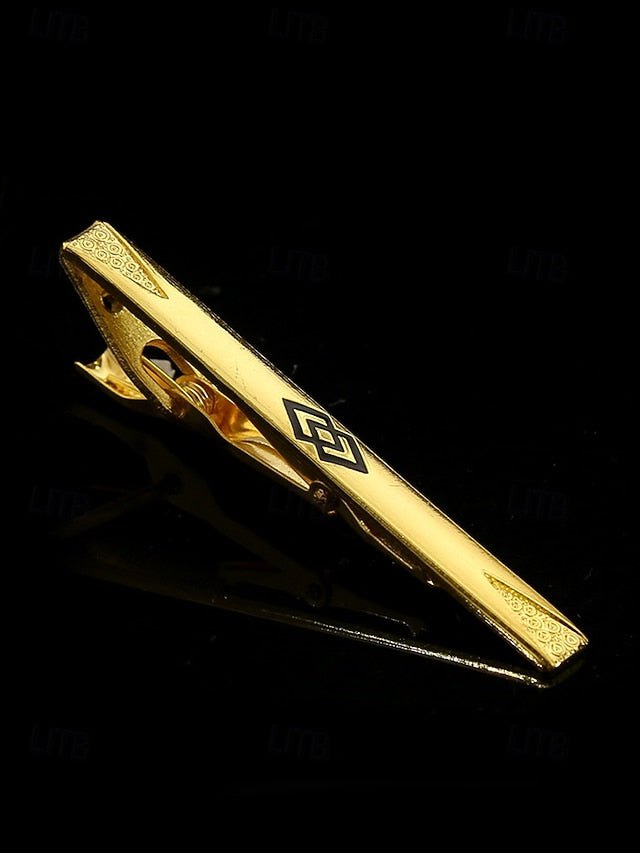 for with Design Elegant Inlay Tie Sleek Men Clip Gold Black –
