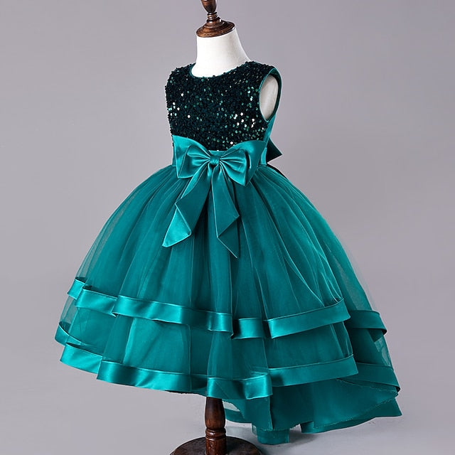 Party Sequin Wedding Kids Festival Girls' Sleeveless Dress