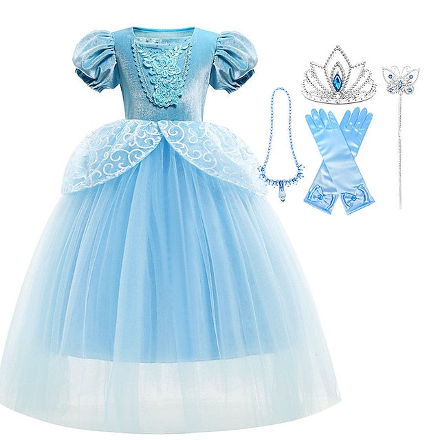 Princess Girl Theme Flower Cinderella Fairytale Party Dress