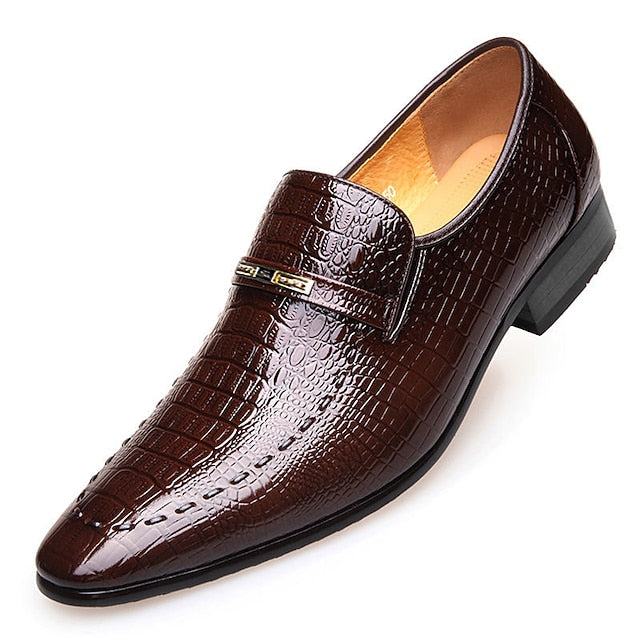 Faux Loafers - Pattern Crocodile Men's Brown Leather