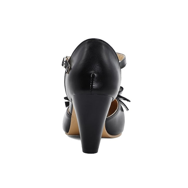 T-Strap Vintage 1950s with – Mint Chunky Bow Green Retro Heels