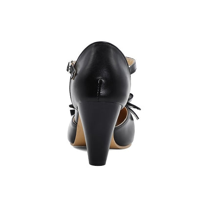 T-Strap Vintage 1950s with – Mint Chunky Bow Green Retro Heels