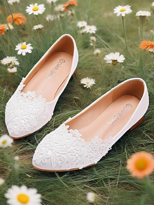 Brides for Elegant Women's Ballet – White Flats Lace