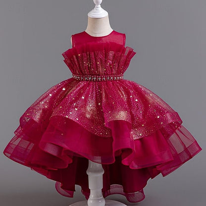 Sequin Girls' Kids Girl Dress Sleeveless Flower Party