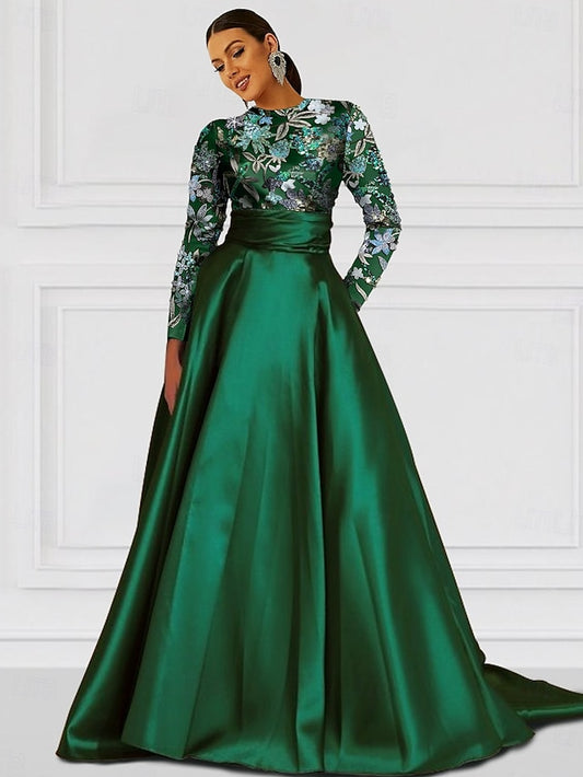A-Line Gown Wedding Dress Floor Evening Length Formal Elegant