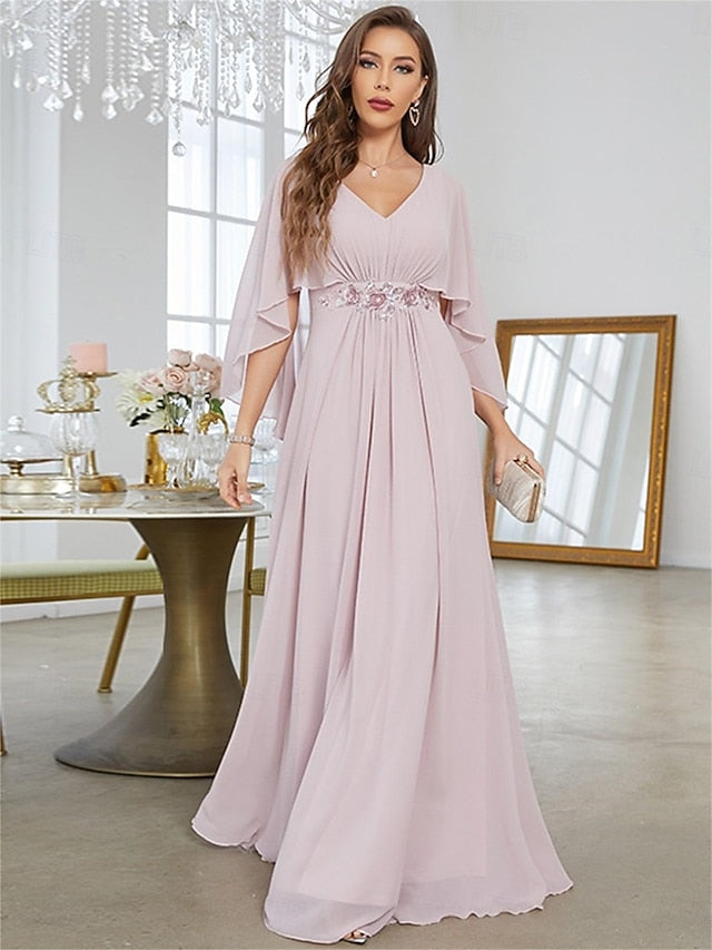 Mother Bride V the Dress Elegant Floor Party Neck of