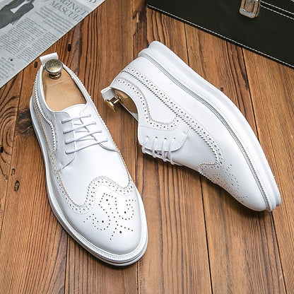 Leather - Stylish Derby Lace-Up Men's Shoes Brogue White