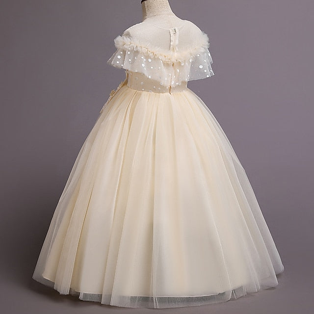 Kids Girls' Flower Dress Party Solid Color Girl