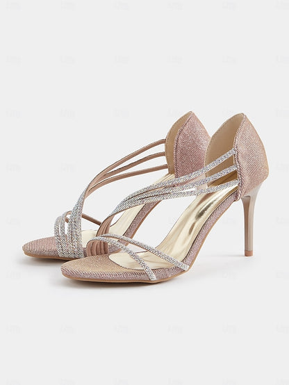 Women Strappy for Crystal Sandals – Rhinestone Heel High