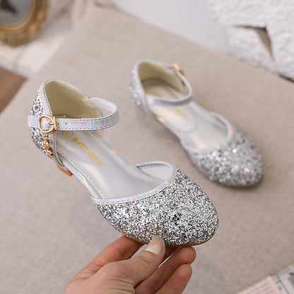 Rubber Heels PU Shoes Glitters Princess Girls' Party Little