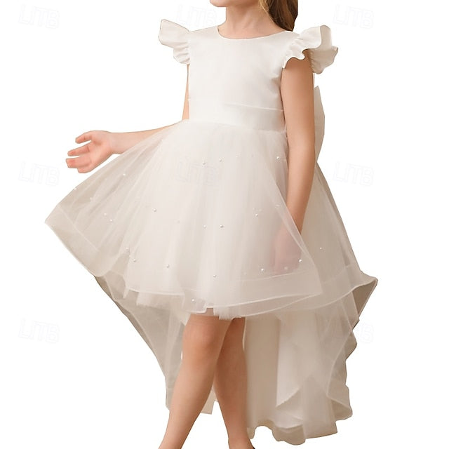 Solid Color Kids Party Girls' Flower Dress Girl