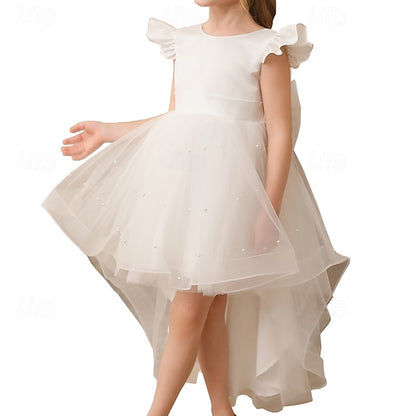 Girls' Dress Color Party Girl Kids Solid Flower