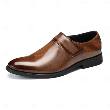 Business Shoes Brown Loafers Slip-On Leather Men's