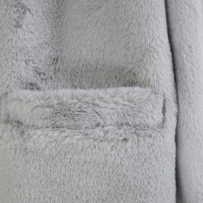 Coat Faux Casual Fur Warm Pocket Comfortable Women's