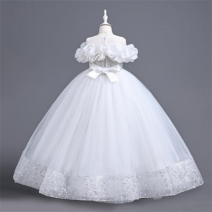 Girls' Color Girl Party Solid Dress Flower 3D