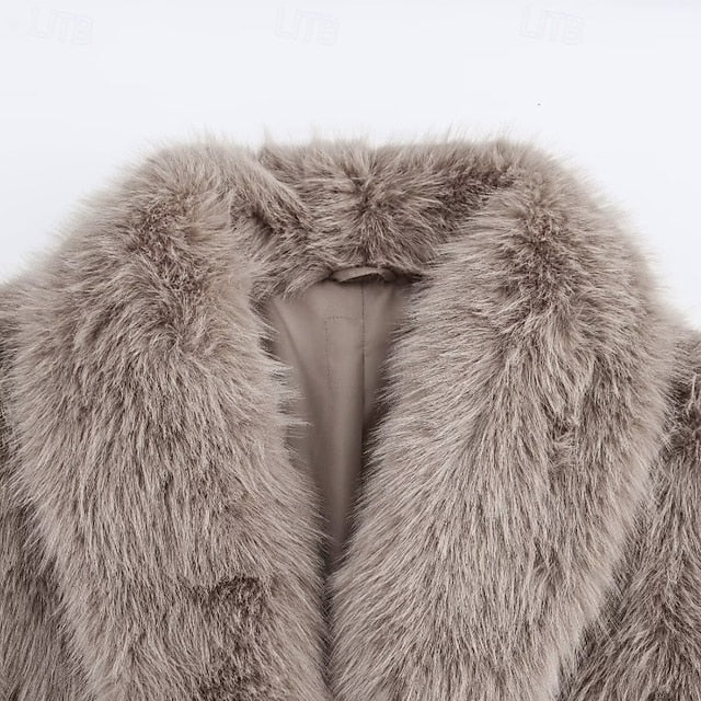 Pocket Warm Coat Comfortable Fur Faux Women's Buttons