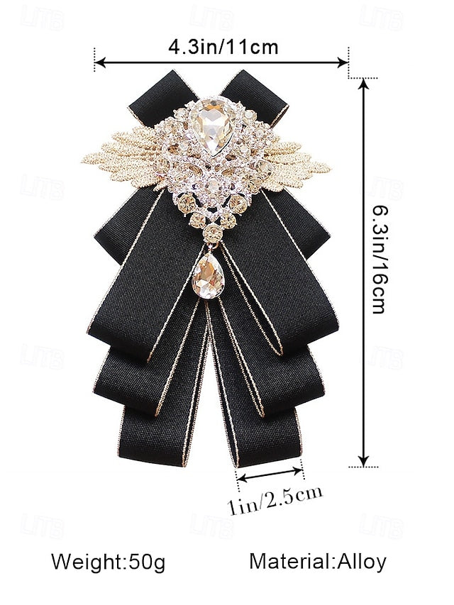 Pin Crystal - Men's Tie Elegant Luxury Ribbon Brooch Bow