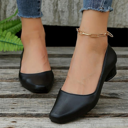 Slip-On Round Pumps – Heel Toe Women's Black Low Classic