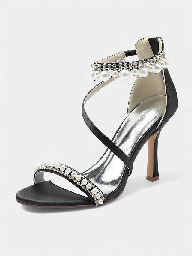 Ankle Chic Heels Pointed-Toe Party Strap Satin Pink –