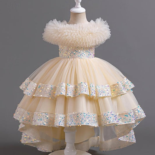 Dress Girl Sequin Girls' Flower Kids Party Sleeveless