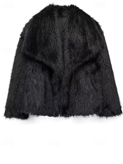 Warm Comfortable Fur Women's Furs Coat Buttons Faux