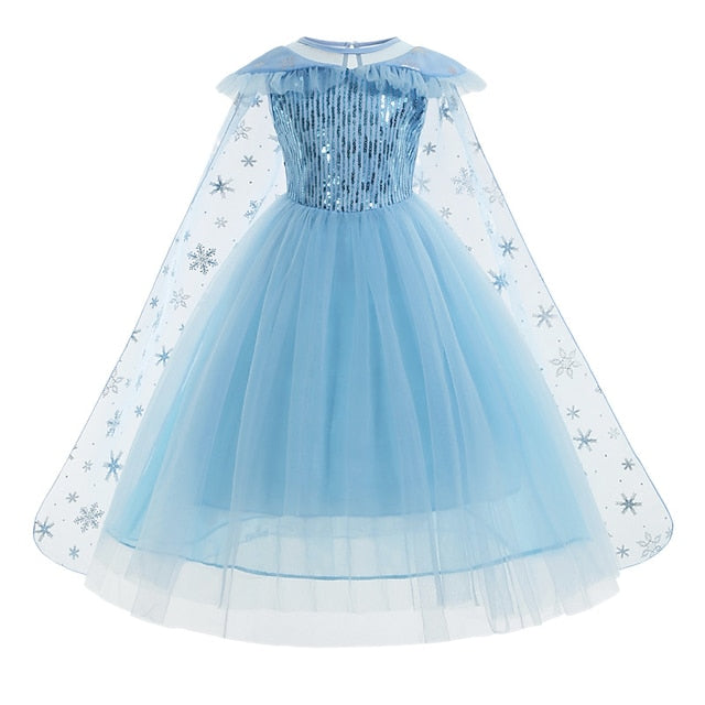 Theme Elsa Dress Princess Girl Flower Frozen Party Fairytale