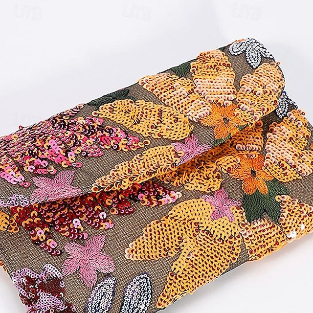 Women's Embroidered Floral Bag Handheld Evening - Clutch