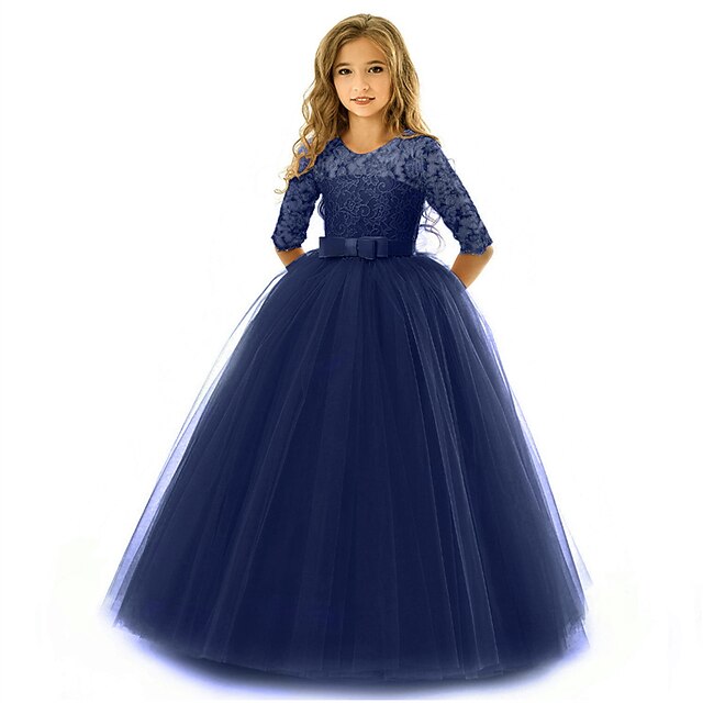 Girls' Dress Solid Flower Kids Colored Girl Wedding