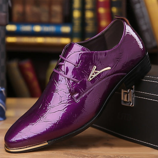 – Purple Shoes Men's Patent Bold Shiny Lace-Up
