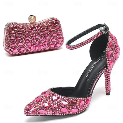 Rhinestone Women's with Heel High Shoes Wedding Multicolor