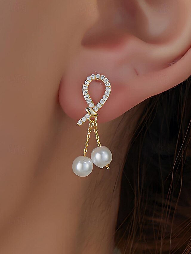 with earrings Women's imitation rhinestone pearl teardrop