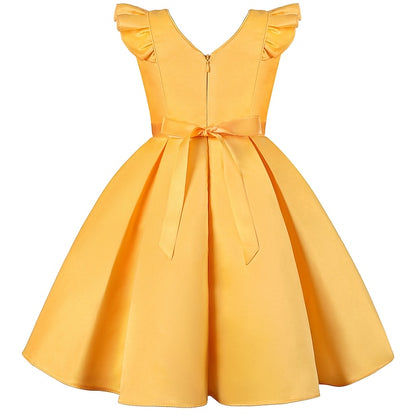 Kids Dress Sleeveless Formal Color Girls' Party Solid