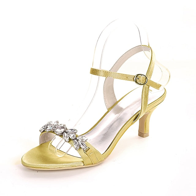 Rhinestone Elegant Women's Sandals Heeled Silver –