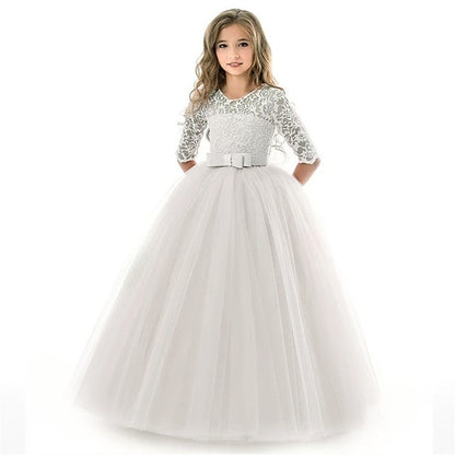 Girls' Dress Solid Flower Kids Colored Girl Wedding