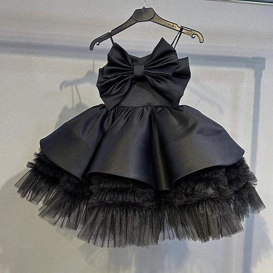 Dress Party Kids Sleeveless Color Performance Girls' Solid