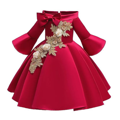 Sleeve Party Formal 3/4 Floral Dress Girls' Kids Length