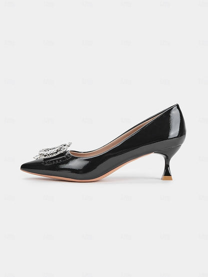 with Embellished Patent Crystal Black Pumps Women's Leather