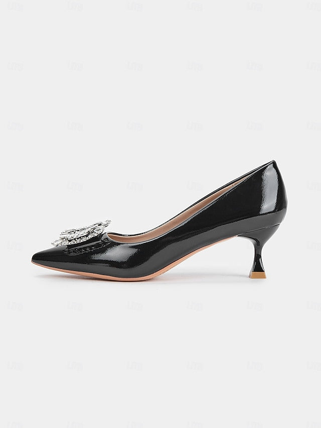 Embellished Patent Crystal with Pumps Women's Leather Black