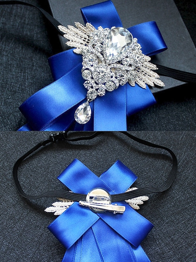 Pin Crystal - Men's Tie Elegant Luxury Ribbon Brooch Bow