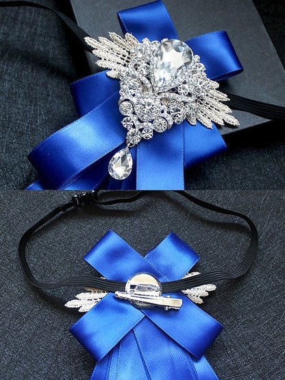 Pin Crystal - Men's Tie Elegant Luxury Ribbon Brooch Bow