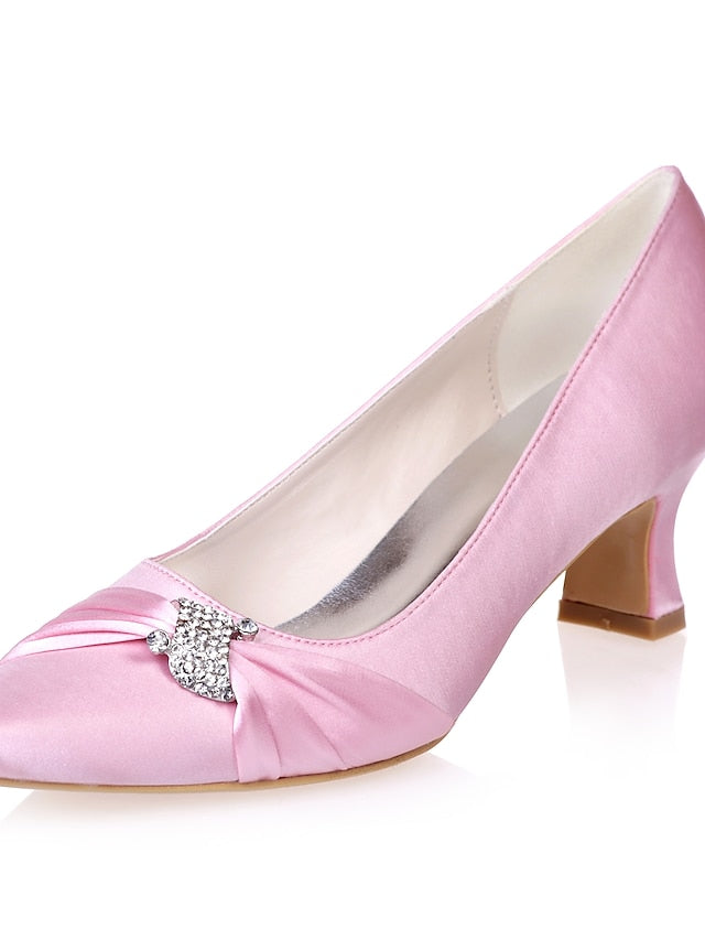 Satin Rhinestone Kitten Blue Women's with Bow Royal Heels