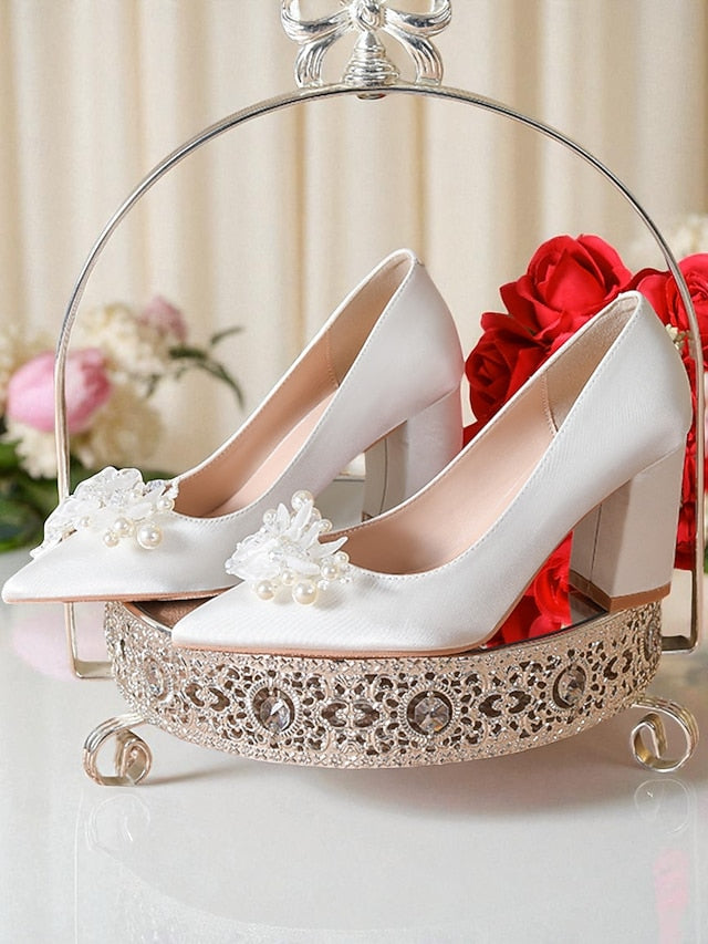 Wedding White Heels Pearl Women's and with Crystal
