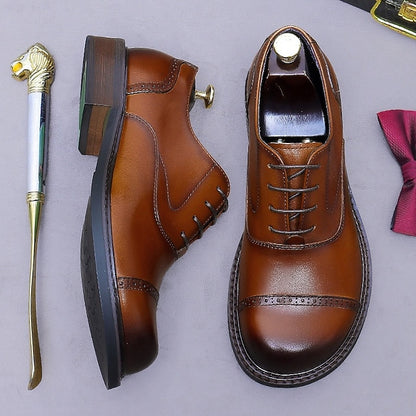 Cap Men's Leather Shoes- Toe First Genuine Oxford