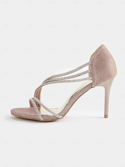 Women Strappy for Crystal Sandals – Rhinestone Heel High